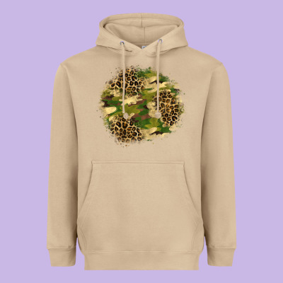 Camouflage And Leopard Patch  2 Heavyweight Hoodie Designed By Bundleandbundleshop