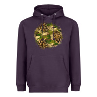 Plum camouflage and leopard patch  2 Heavyweight Hoodie - BundleAndBundleShop