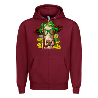 Burgundy St. Patrick's Day cow Zipper Hoodie - OliviaCreatesArt
