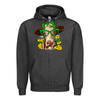 Charcoal Heather St. Patrick's Day cow Zipper Hoodie - OliviaCreatesArt