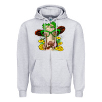 Heather Grey St. Patrick's Day cow Zipper Hoodie - OliviaCreatesArt