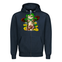 Navy St. Patrick's Day cow Zipper Hoodie - OliviaCreatesArt