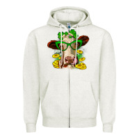 Oatmeal Heather St. Patrick's Day cow Zipper Hoodie - OliviaCreatesArt