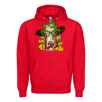 Red St. Patrick's Day cow Zipper Hoodie - OliviaCreatesArt