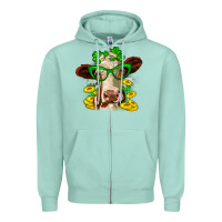 Seafoam St. Patrick's Day cow Zipper Hoodie - OliviaCreatesArt