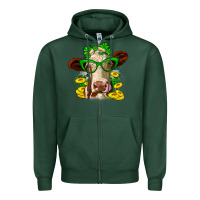 Sports Green St. Patrick's Day cow Zipper Hoodie - OliviaCreatesArt