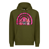 Army Green breast cancer rainbow gnomes Premium Hoodie - FaDigitalArtStudio