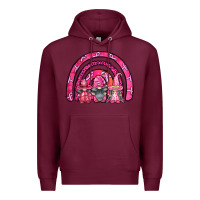 Burgundy breast cancer rainbow gnomes Premium Hoodie - FaDigitalArtStudio