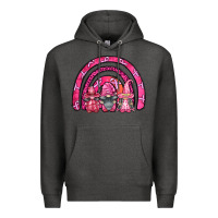 Charcoal Heather breast cancer rainbow gnomes Premium Hoodie - FaDigitalArtStudio