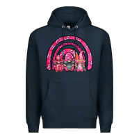 Navy breast cancer rainbow gnomes Premium Hoodie - FaDigitalArtStudio