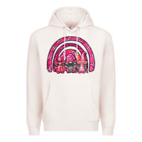 Pale Pink breast cancer rainbow gnomes Premium Hoodie - FaDigitalArtStudio