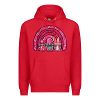 Red breast cancer rainbow gnomes Premium Hoodie - FaDigitalArtStudio
