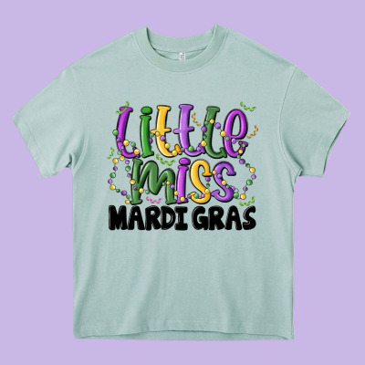 Little Miss Mardi Gras Heavy Core Tee Designed By Maliassmallbusiness