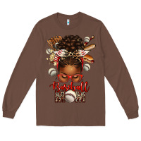 Chestnut Baseball Mom Afro Messy Bun Long Sleeve Tee - texasbilliewilder