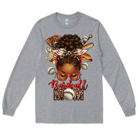 Heather Grey Baseball Mom Afro Messy Bun Long Sleeve Tee - texasbilliewilder