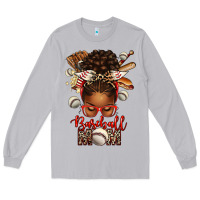 Moon Dust Baseball Mom Afro Messy Bun Long Sleeve Tee - texasbilliewilder