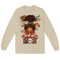 Mushroom Baseball Mom Afro Messy Bun Long Sleeve Tee - texasbilliewilder