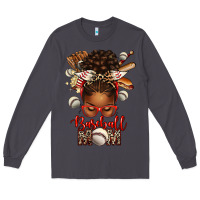Smoke Baseball Mom Afro Messy Bun Long Sleeve Tee - texasbilliewilder