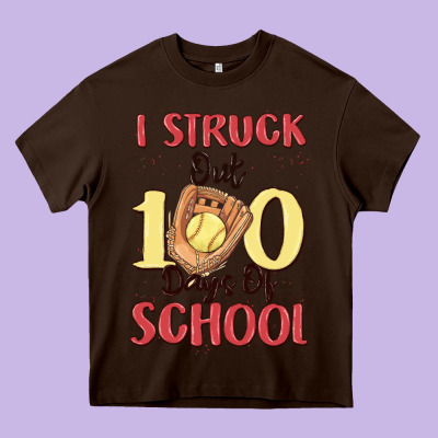 I Struck Out 100 Days Of School Heavy Core Tee Designed By Maliassmallbusiness