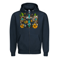 Navy western free bird Zipper Hoodie - OliviaCreatesArt