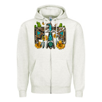 Oatmeal Heather western free bird Zipper Hoodie - OliviaCreatesArt