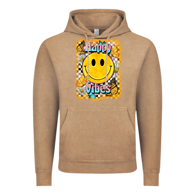 Happy Vibes Smiley Face Vintage Hoodie by BarkalooDesign | Teevron