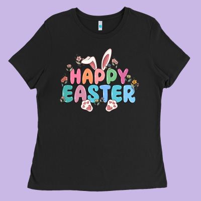 Happy Easter Ladies Tee Designed By Maliassmallbusiness