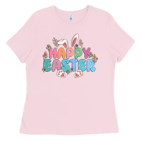 Bubblegum Pink happy easter Ladies Tee - MaliasSmallBusiness