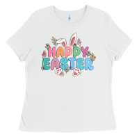 White happy easter Ladies Tee - MaliasSmallBusiness