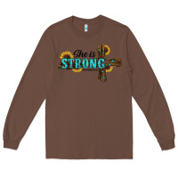 Chestnut She Is Strong Western Cross Long Sleeve Tee - RanaPortraitStore