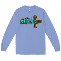 Colony Blue She Is Strong Western Cross Long Sleeve Tee - RanaPortraitStore