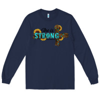 Navy She Is Strong Western Cross Long Sleeve Tee - RanaPortraitStore
