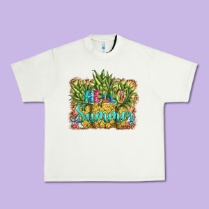 Hello Summer Pineapple Urban Heavy Tee Designed By Barkaloodesign