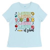 Baby Blue 100 days of school Ladies Tee - MaliasSmallBusiness