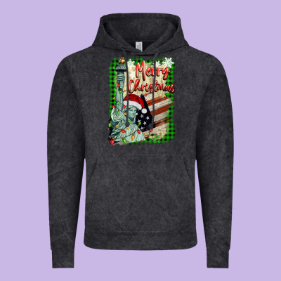 Merry Christmas  Statue Of Liberty Vintage Hoodie Designed By Barkaloodesign