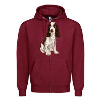 Burgundy english cocker spaniel Zipper Hoodie - FaDigitalArtStudio