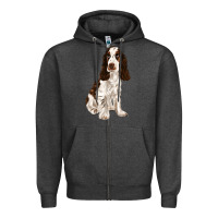 Charcoal Heather english cocker spaniel Zipper Hoodie - FaDigitalArtStudio