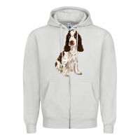 Dove Grey english cocker spaniel Zipper Hoodie - FaDigitalArtStudio