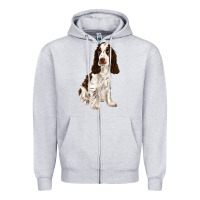 Heather Grey english cocker spaniel Zipper Hoodie - FaDigitalArtStudio