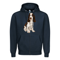 Navy english cocker spaniel Zipper Hoodie - FaDigitalArtStudio