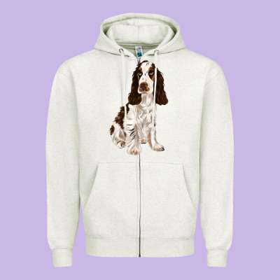 English Cocker Spaniel Zipper Hoodie Designed By Fadigitalartstudio