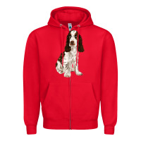 Red english cocker spaniel Zipper Hoodie - FaDigitalArtStudio