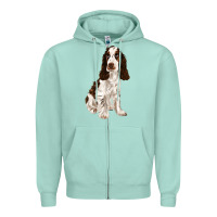 Seafoam english cocker spaniel Zipper Hoodie - FaDigitalArtStudio
