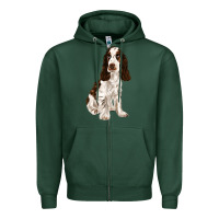 Sports Green english cocker spaniel Zipper Hoodie - FaDigitalArtStudio