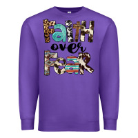 Purple Faith Over Fear Premium Sweatshirt - FaDigitalArtStudio