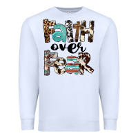 White Faith Over Fear Premium Sweatshirt - FaDigitalArtStudio