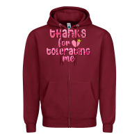 Burgundy Thanks for tolerating me Valentine's Day Zipper Hoodie - FaDigitalArtStudio