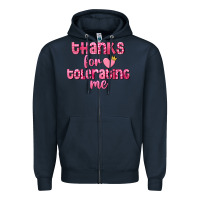 Navy Thanks for tolerating me Valentine's Day Zipper Hoodie - FaDigitalArtStudio