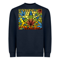 Navy stained glass weed Heavyweight Sweatshirt - TumblerDesignByShophia