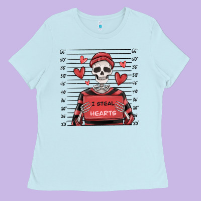 I Steal Hearts Skeleton Valentine's Day Ladies Tee Designed By Maliassmallbusiness